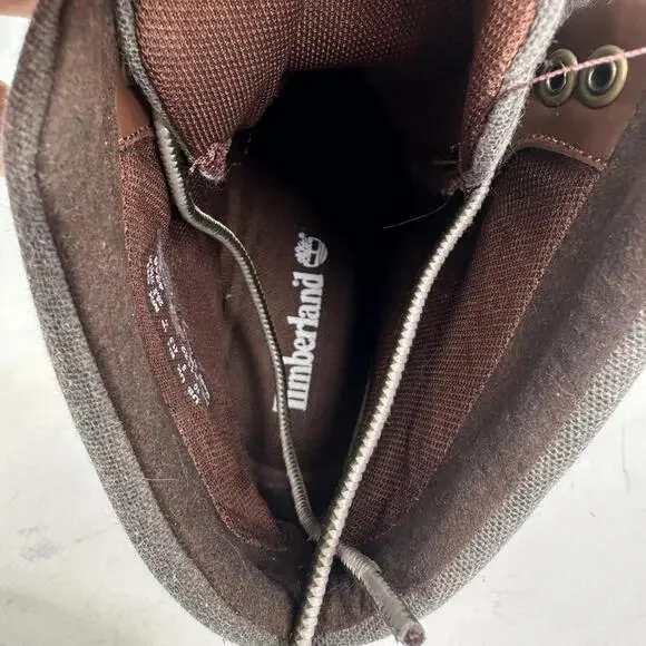 Timberland Amston Hiker Wedge Booties Sz 10 Womens Burgunday Leather Canvas Boot - Picture 7 of 13